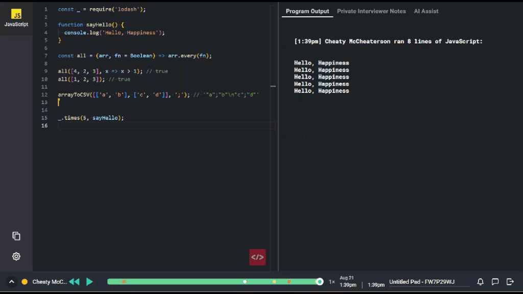A playback bar at the bottom of the screen with playback controls and the screen playback itself at the top of the screen.