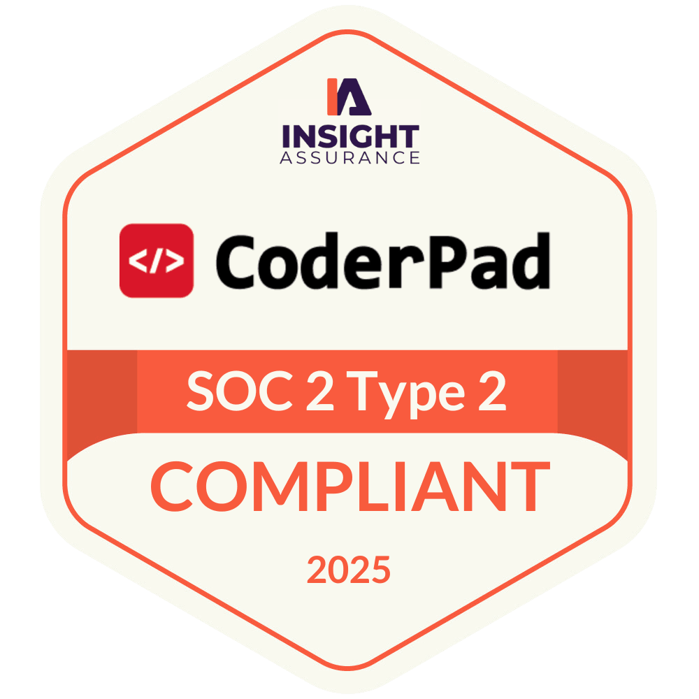 CoderPad is SOC-2 Type 2 compliant certified by insight assurance