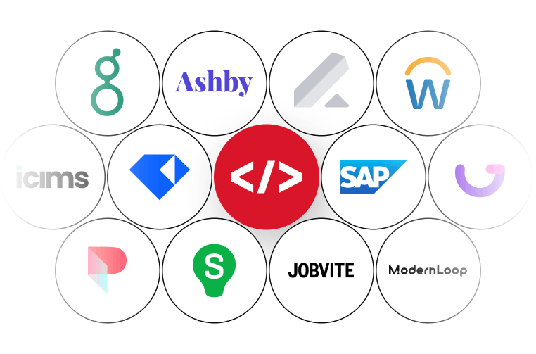 CoderPad integrates with ATS like Lever, Greenhouse, Gem, SAP, iCIMS, and many more