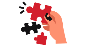 A hand with puzzle pieces