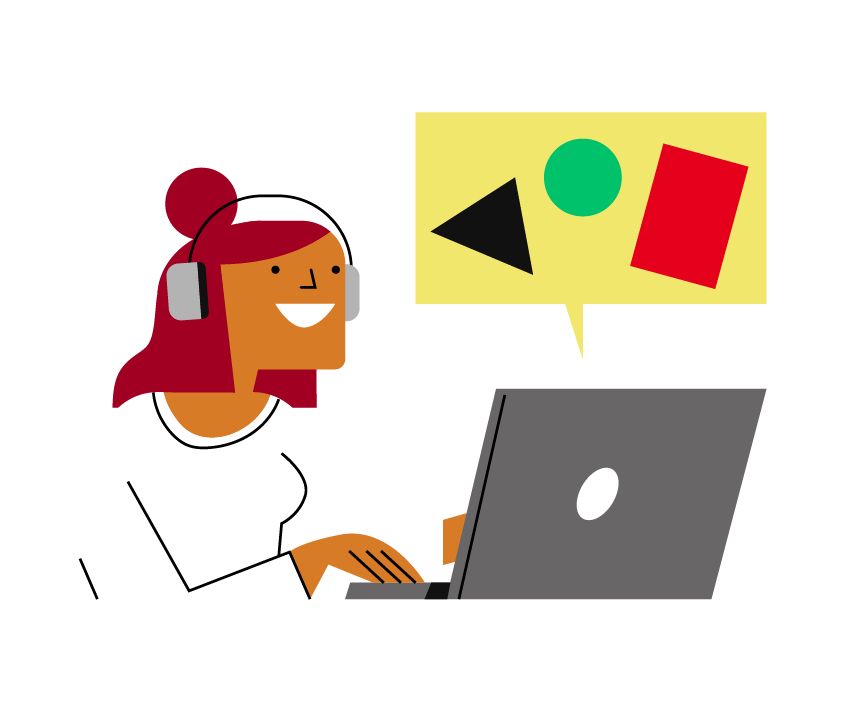 A happy candidate working on their laptop