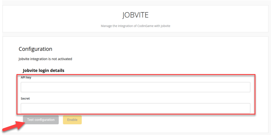 In Screen the jobvite configuration screen is shown with the API key and Secret fields displayed.