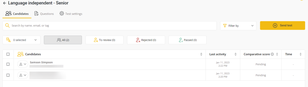 The candidates list is shown.
