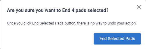 The end pads confirmation screen