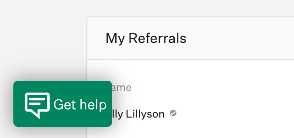 Greenhouse dashboard with "get help" button showed in corner of the screen.