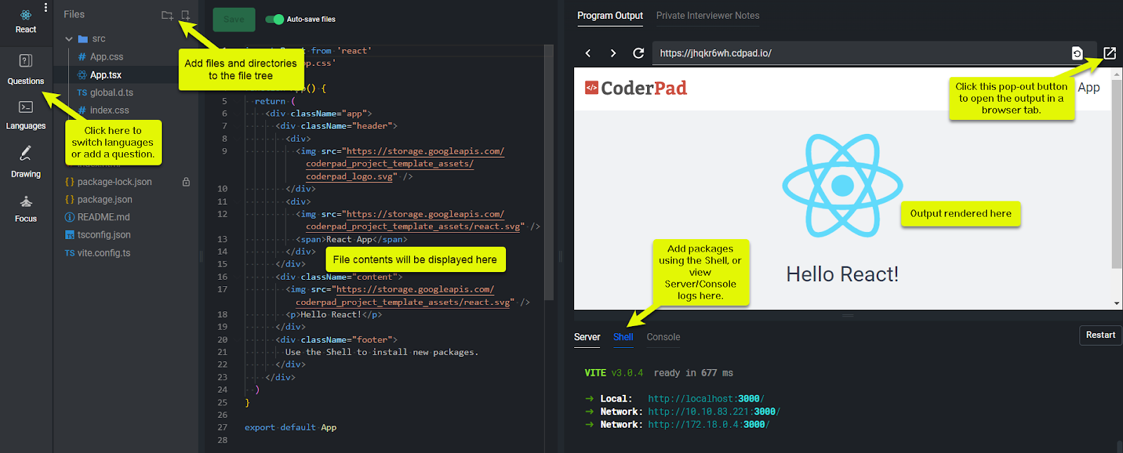 A pad is displayed. the following is shown: