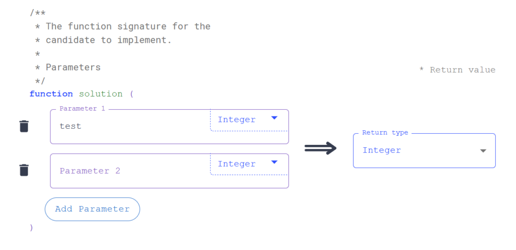 The input parameters section, there are trashcans to the left of each parameter to remove them.